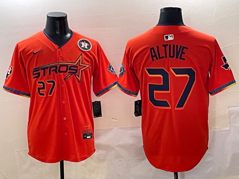 Men Houston Astros #27 Altuve Orange Five generation Joint Name Nike 2025 MLB Jersey style 2